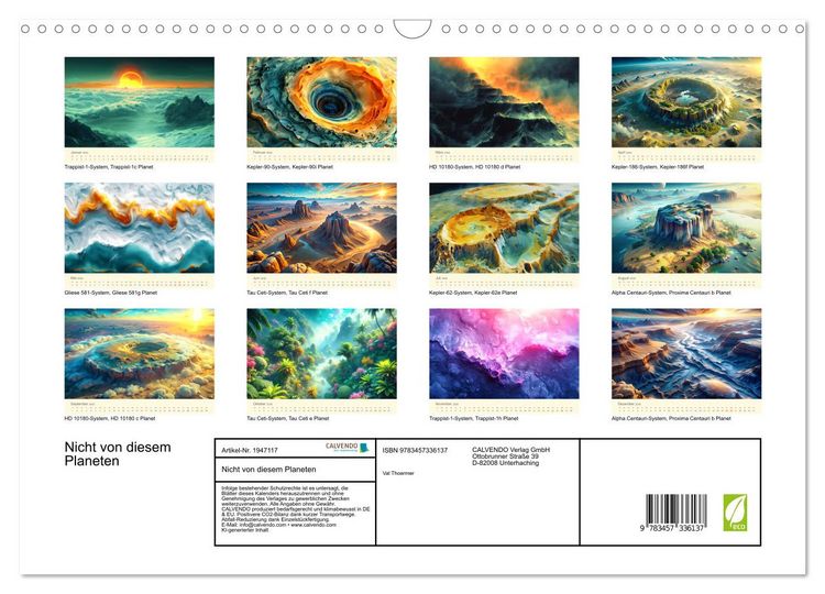 Produktbild: Nicht von diesem Planeten (Wandkalender 2026 DIN A3 quer), CALVENDO Monatskalender
