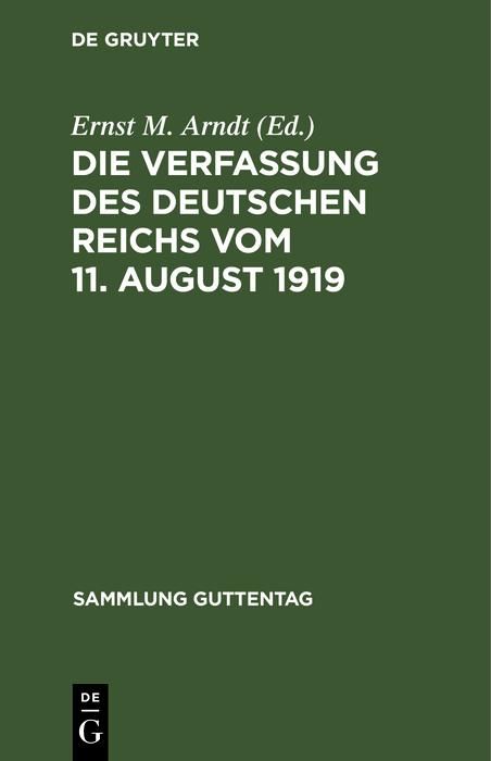 Produktbild: Die Verfassung des Deutschen Reichs vom 11. August 1919