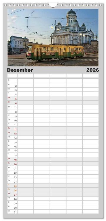 Produktbild: Familienplaner 2026 - Durch die Welt mit der Stra&szlig;enbahn mit 5 Spalten (Wandkalender, 21 x 45 cm) CALVENDO