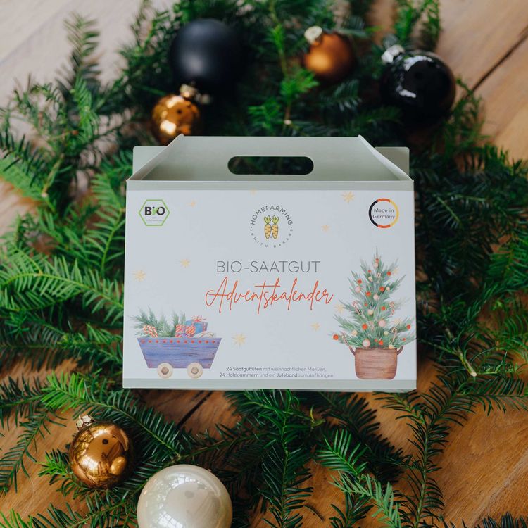 Produktbild: Bio-Saatgutbox Adventskalender im Weihnachtskoffer