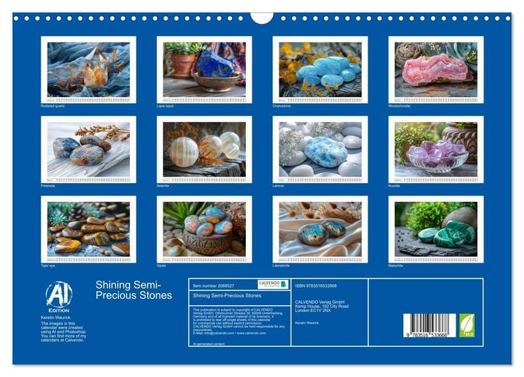 Produktbild: Shining Semi-Precious Stones (Wall Calendar 2026 DIN A3 landscape), CALVENDO 12 Month Wall Calendar
