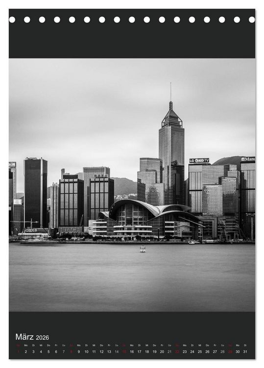Produktbild: Hongkong schwarzwei&szlig; (Tischkalender 2026 DIN A5 hoch), CALVENDO Monatskalender