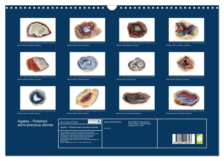 Produktbild: Agates - Polished semi-precious stones (Wall Calendar 2026 DIN A3 landscape), CALVENDO 12 Month Wall Calendar