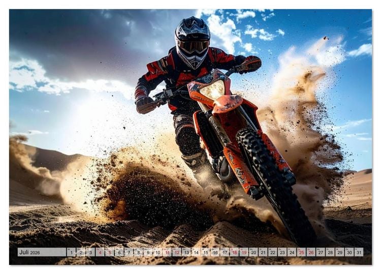 Produktbild: W&uuml;stenabenteuer - Spektakul&auml;re Moto-Rallys (Tischkalender 2026 DIN A5 quer), CALVENDO Monatskalender