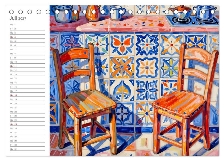 Produktbild: K&uuml;chenrausch - Ein farbstarker K&uuml;chenkalender im expressiven Stil (Tischkalender 2027 DIN A5 quer), CALVENDO Monatskalender