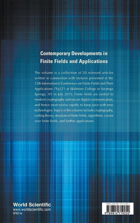 Produktbild: Contemporary Developments in Finite Fields and Applications