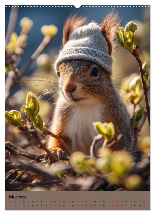 Produktbild: Eichh&ouml;rnchen Kalender - Tierkalender mit verr&uuml;ckten Eichk&auml;tzchen (Wandkalender 2026 DIN A2 hoch), CALVENDO Monatskalender