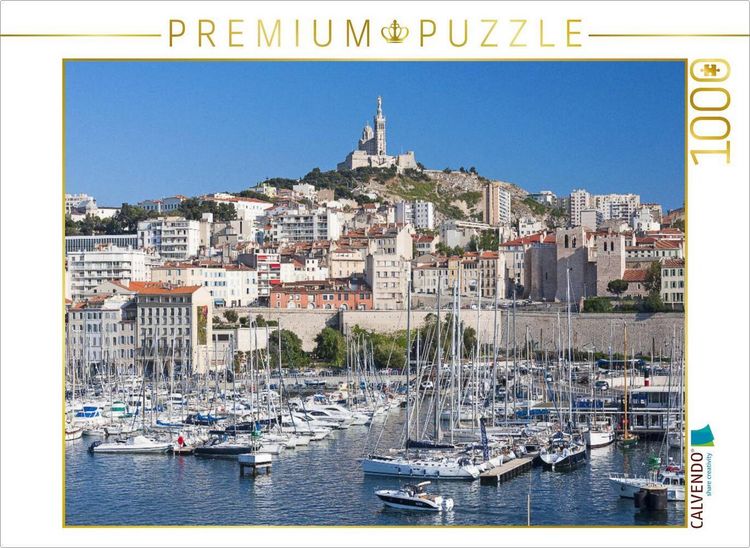 Produktbild: CALVENDO Puzzle Blick auf den Vieux Port und Notre-Dame de la Garde | 1000 Teile Lege-Gr&ouml;&szlig;e 64x48cm Foto-Puzzle f&uuml;r gl&uuml;ckliche Stunden