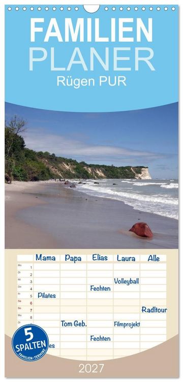 Produktbild: Familienplaner 2027 - R&uuml;gen PUR mit 5 Spalten (Wandkalender, 21 x 45 cm) CALVENDO