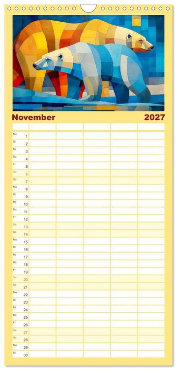 Produktbild: Familienplaner 2027 - Nordlicht in Facetten. Die Arktis in geometrischer Bildsprache mit 5 Spalten (Wandkalender, 21 x 45 cm) CALVENDO