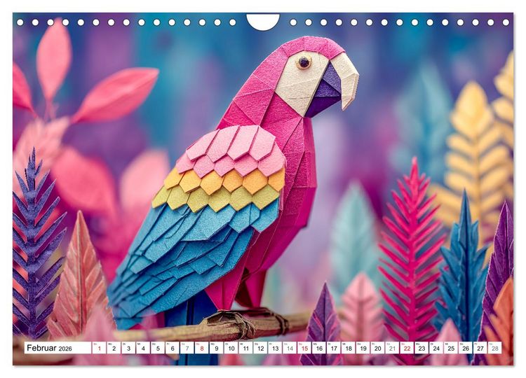 Produktbild: Origami Zoo - Bunter Tierkalender f&uuml;r Kinder und Familien (Wandkalender 2026 DIN A4 quer), CALVENDO Monatskalender