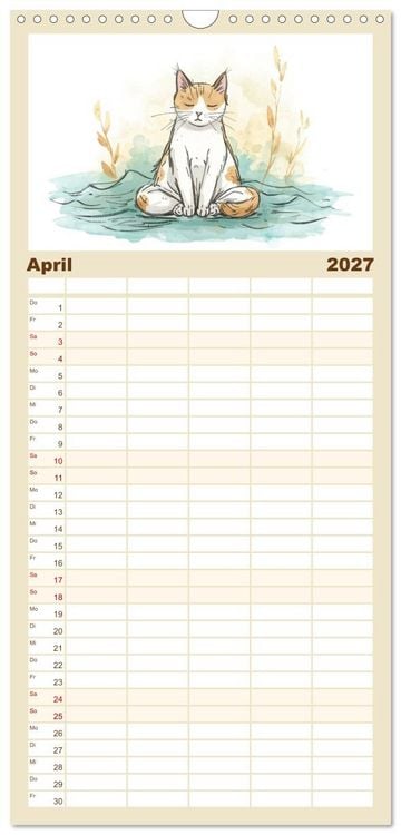 Produktbild: Familienplaner 2027 - Kleine Schnurr-Momente f&uuml;rs Herz mit 5 Spalten (Wandkalender, 21 x 45 cm) CALVENDO