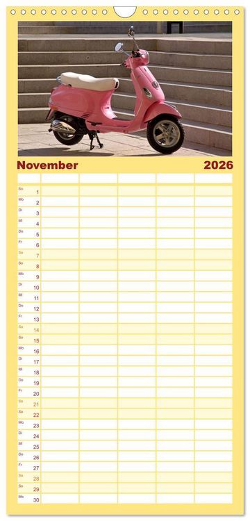 Produktbild: Familienplaner 2026 - Vespa Liebe mit 5 Spalten (Wandkalender, 21 x 45 cm) CALVENDO