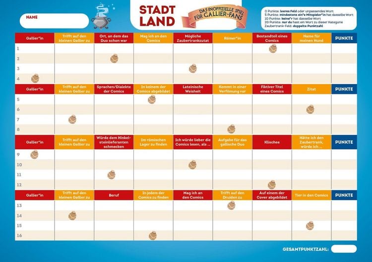 Produktbild: Stadt, Land, das inoffizielle Spiel f&uuml;r Gallier-Fans &ndash; Der Spieleklassiker zur beliebten Comicreihe