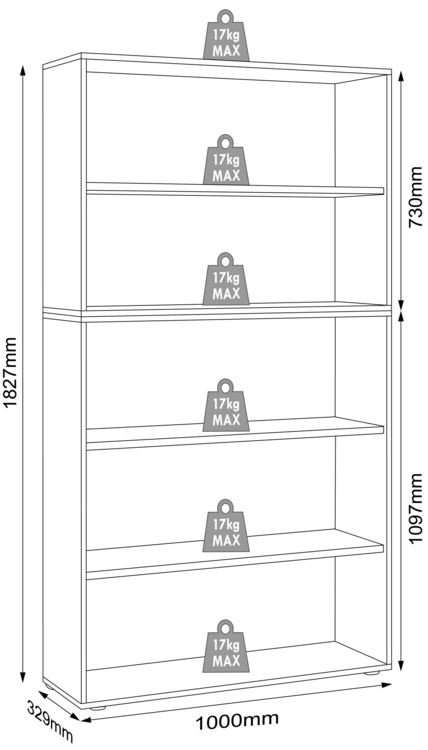 Produktbild: Holz B&uuml;ro Regal B&uuml;cher Ordner Salia 5fach B. 100cm