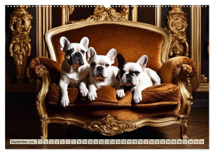 Produktbild: Kleine K&ouml;nige - Franz&ouml;sische Bulldoggen (Wandkalender 2026 DIN A2 quer), CALVENDO Monatskalender