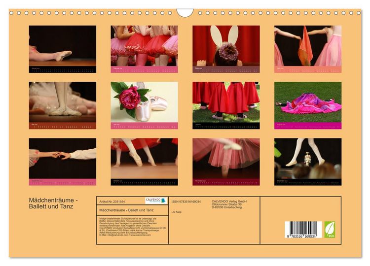 Produktbild: M&auml;dchentr&auml;ume - Ballett und Tanz (Wandkalender 2026 DIN A3 quer), CALVENDO Monatskalender