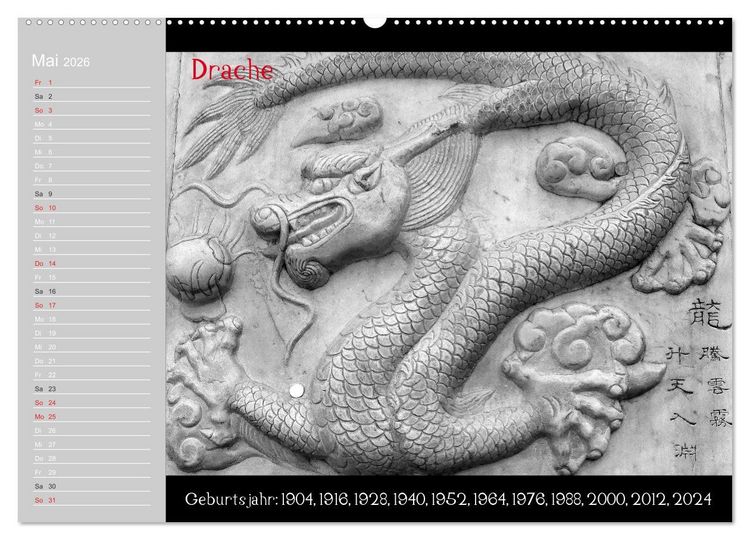 Produktbild: Das Chinesische Horoskop / Geburtstagskalender (Wandkalender 2026 DIN A2 quer), CALVENDO Monatskalender