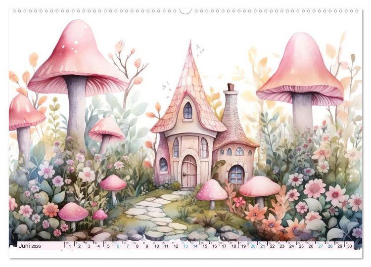 Produktbild: M&auml;rchenhafte Feenh&auml;uschen (hochwertiger Premium Wandkalender 2026 DIN A2 quer), Kunstdruck in Hochglanz