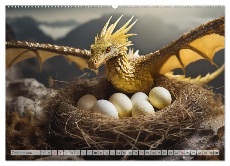 Produktbild: Drachen - Herrscher der Welt (hochwertiger Premium Wandkalender 2026 DIN A2 quer), Kunstdruck in Hochglanz