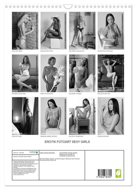 Produktbild: EROTIK FOTOART SEXY GIRLS (Wandkalender 2026 DIN A3 hoch), CALVENDO Monatskalender