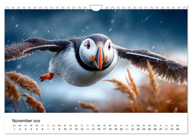 Produktbild: Papageitaucher - Freche Komiker auf Fels und Welle (Wandkalender 2026 DIN A4 quer), CALVENDO Monatskalender