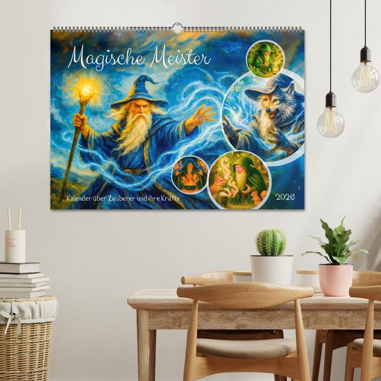Produktbild: Magische Meister - Kalender &uuml;ber Zauberer und ihre Kr&auml;fte (Wandkalender 2026 DIN A2 quer), CALVENDO Monatskalender