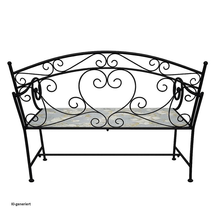 Produktbild: HTI-Living Gartenbank Celia Petunien Metallbank schwarz mit Motiv Sitzfl&auml;che 109 cm