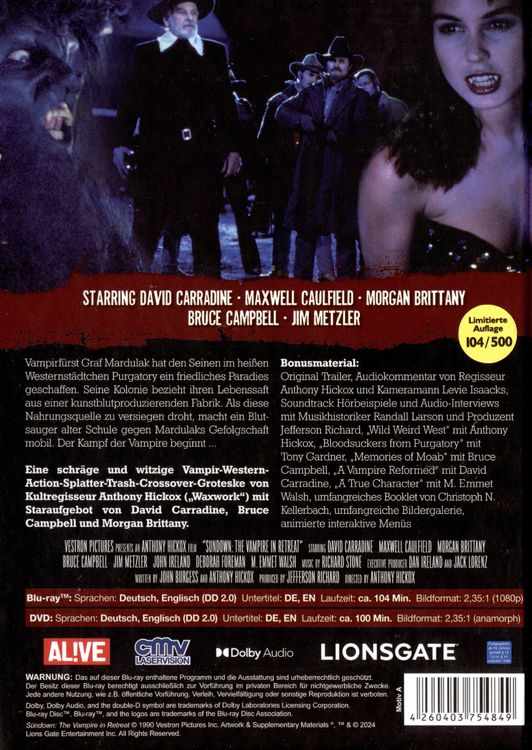 Produktbild: Sundown - R&uuml;ckzug der Vampire - Mediabook - Cover A - LImited Edition auf 500 St&uuml;ck (Blu-ray+DVD)