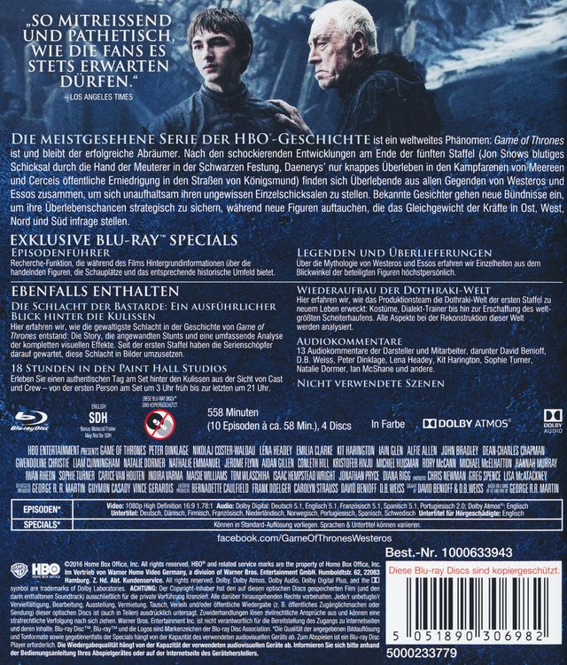 Produktbild: Game of Thrones - Staffel 6 [4 BRs]
