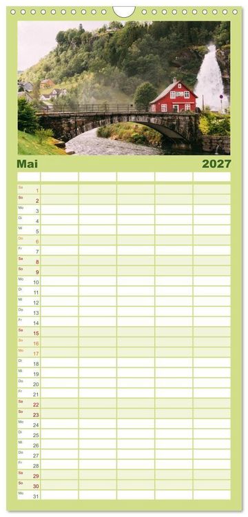 Produktbild: Familienplaner 2027 - Norwegen - Das wundersch&ouml;ne Land im Norden. mit 5 Spalten (Wandkalender, 21 x 45 cm) CALVENDO