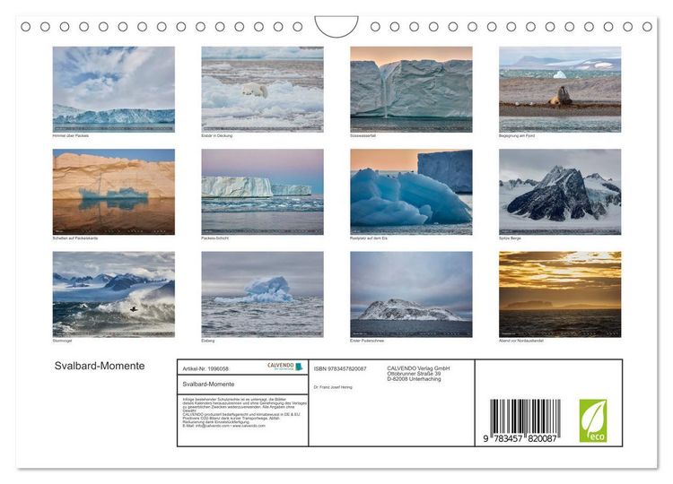 Produktbild: Svalbard-Momente (Wandkalender 2026 DIN A4 quer), CALVENDO Monatskalender