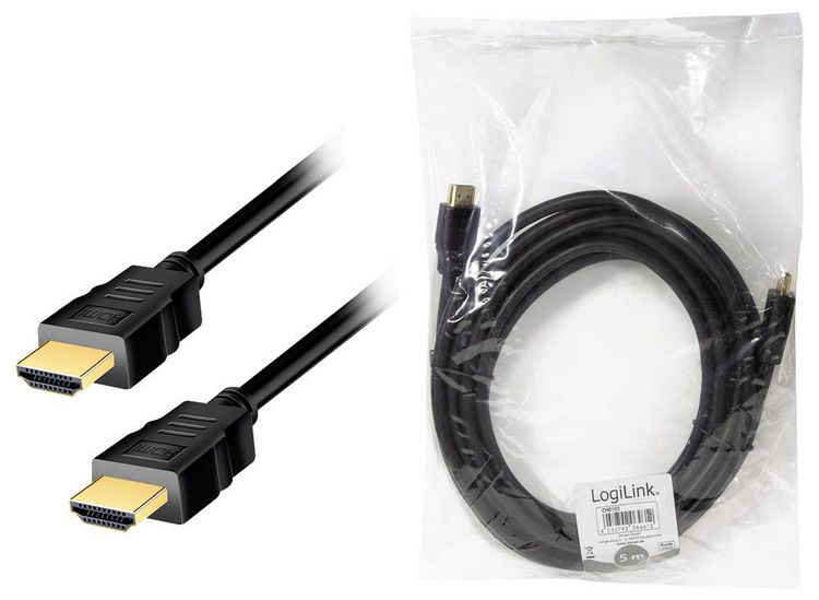 Produktbild: LogiLink HDMI AV Anschlusskabel [1x HDMI-Stecker - 1x HDMI-Stecker] 5m Schwarz