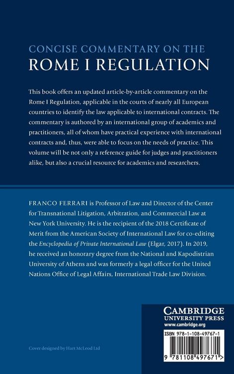 Produktbild: Concise Commentary on the Rome I Regulation