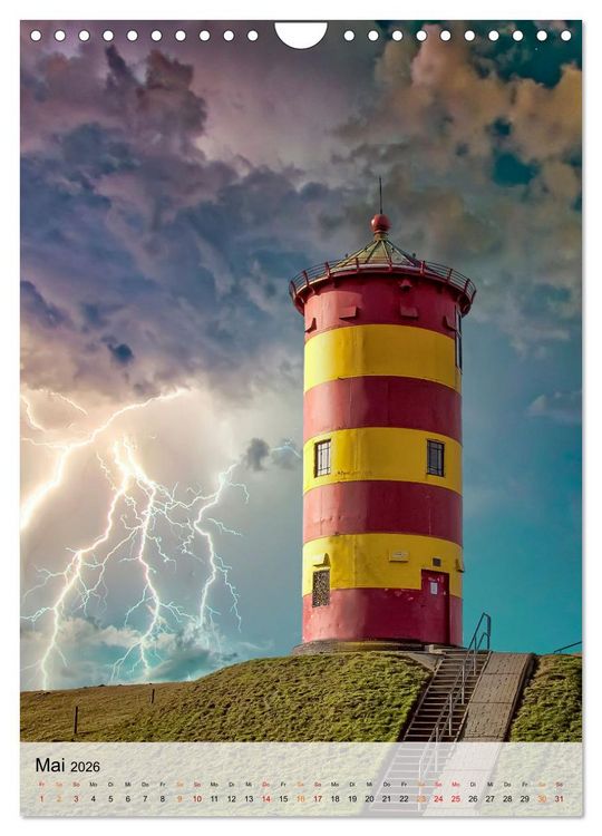 Produktbild: Leuchtt&uuml;rme im Gewitter (Wandkalender 2026 DIN A4 hoch), CALVENDO Monatskalender
