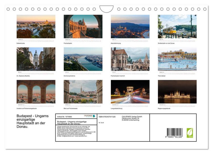 Produktbild: Budapest - Ungarns einzigartige Hauptstadt an der Donau. (Wandkalender 2026 DIN A4 quer), CALVENDO Monatskalender
