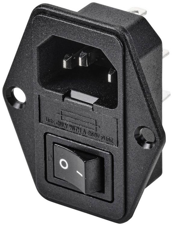 Produktbild: TRU COMPONENTS TC-10088400 Kaltger&auml;te-Steckverbinder C14 Stecker, Einbau vertikal Gesamtpolzahl: 3 10 A Schwarz 1 St.