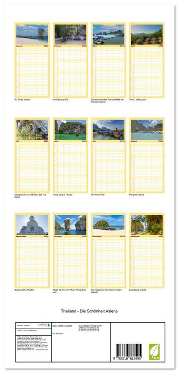 Produktbild: Familienplaner 2026 - Thailand - Die Sch&ouml;nheit Asiens mit 5 Spalten (Wandkalender, 21 x 45 cm) CALVENDO