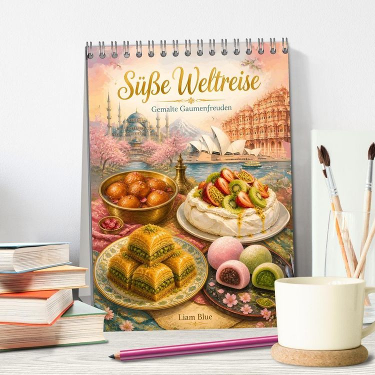 Produktbild: S&uuml;&szlig;e Weltreise - Gemalte Gaumenfreuden (Tischkalender 2027 DIN A5 hoch), CALVENDO Monatskalender