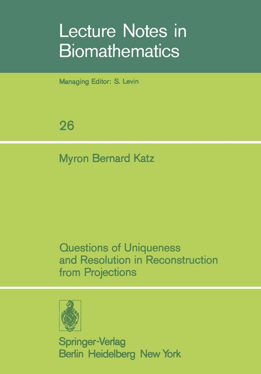 Produktbild: Questions of Uniqueness and Resolution in Reconstruction from Projections