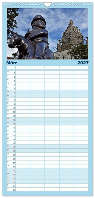 Produktbild: Familienplaner 2027 - Kolumbien Impressionen mit 5 Spalten (Wandkalender, 21 x 45 cm) CALVENDO