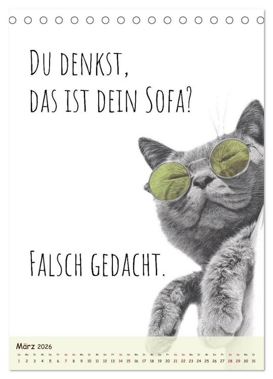 Produktbild: Katzenkult - Coolness auf vier Pfoten (Tischkalender 2026 DIN A5 hoch), CALVENDO Monatskalender