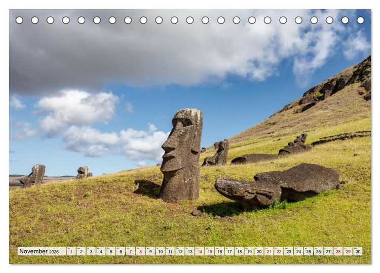 Produktbild: Die Osterinsel &ndash; Mythen, Moai und wilde Sch&ouml;nheit (Tischkalender 2026 DIN A5 quer), CALVENDO Monatskalender