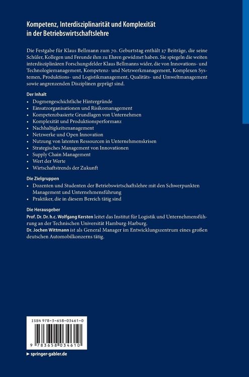 Produktbild: Kompetenz, Interdisziplinarit&auml;t und Komplexit&auml;t in der Betriebswirtschaftslehre
