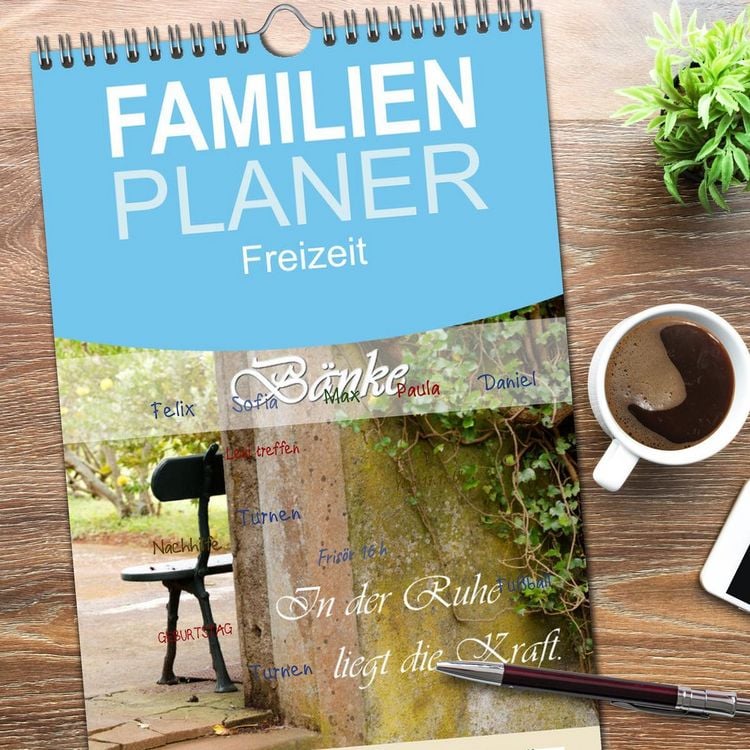 Produktbild: Familienplaner 2026 - B&auml;nke. In der Ruhe liegt die Kraft. mit 5 Spalten (Wandkalender, 21 x 45 cm) CALVENDO