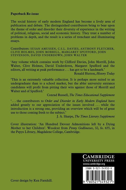 Produktbild: Order and Disorder in Early Modern England