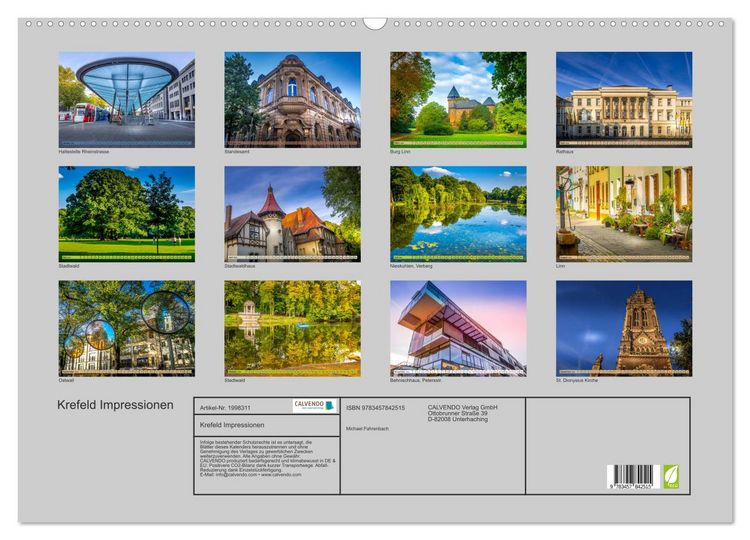 Produktbild: Krefeld Impressionen (Wandkalender 2026 DIN A2 quer), CALVENDO Monatskalender