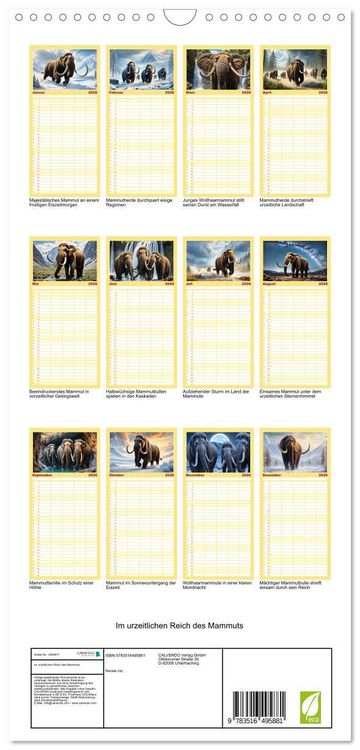 Produktbild: Familienplaner 2026 - Im urzeitlichen Reich des Mammuts mit 5 Spalten (Wandkalender, 21 x 45 cm) CALVENDO
