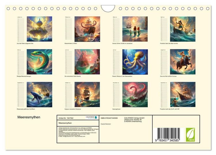 Produktbild: Meeresmythen (Wandkalender 2026 DIN A4 quer), CALVENDO Monatskalender