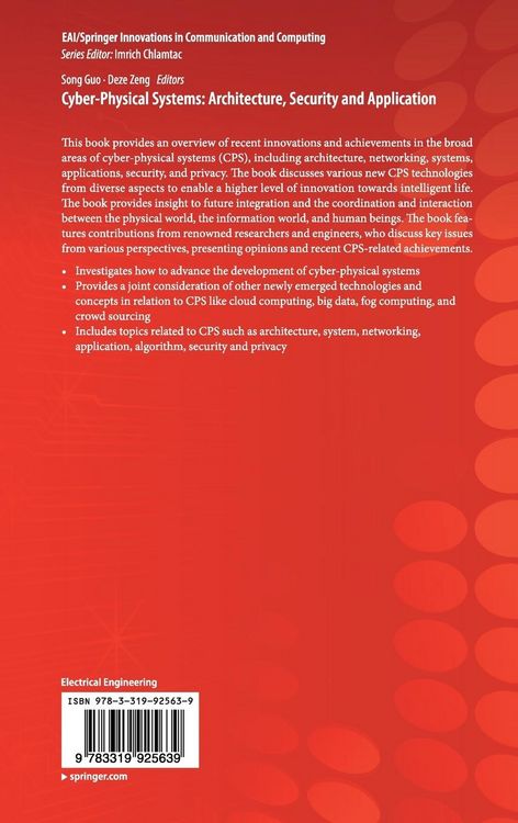 Produktbild: Cyber-Physical Systems: Architecture, Security and Application